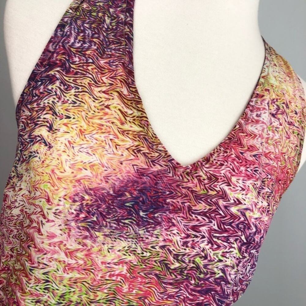 Alexis Silk Racerback Colorful Watercolor Sleeveless Racerback Tank Top Small - Picture 2 of 7